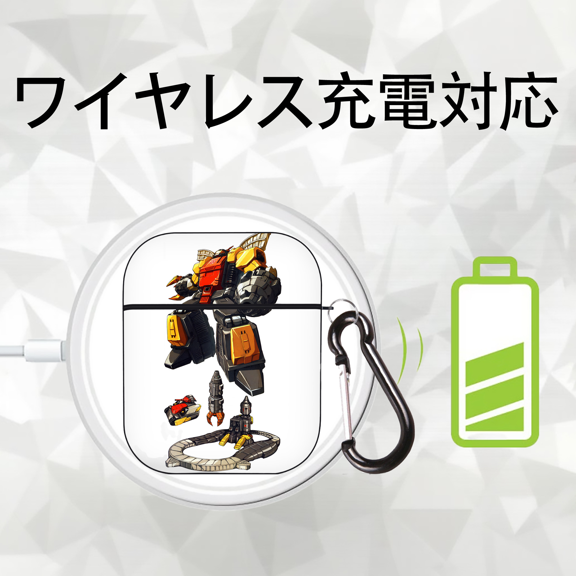 Transformers トランスフォーマー AirPods 第2世代保護ケース ハードシェル ブラック 耐衝撃・防指紋・カラビナ付き