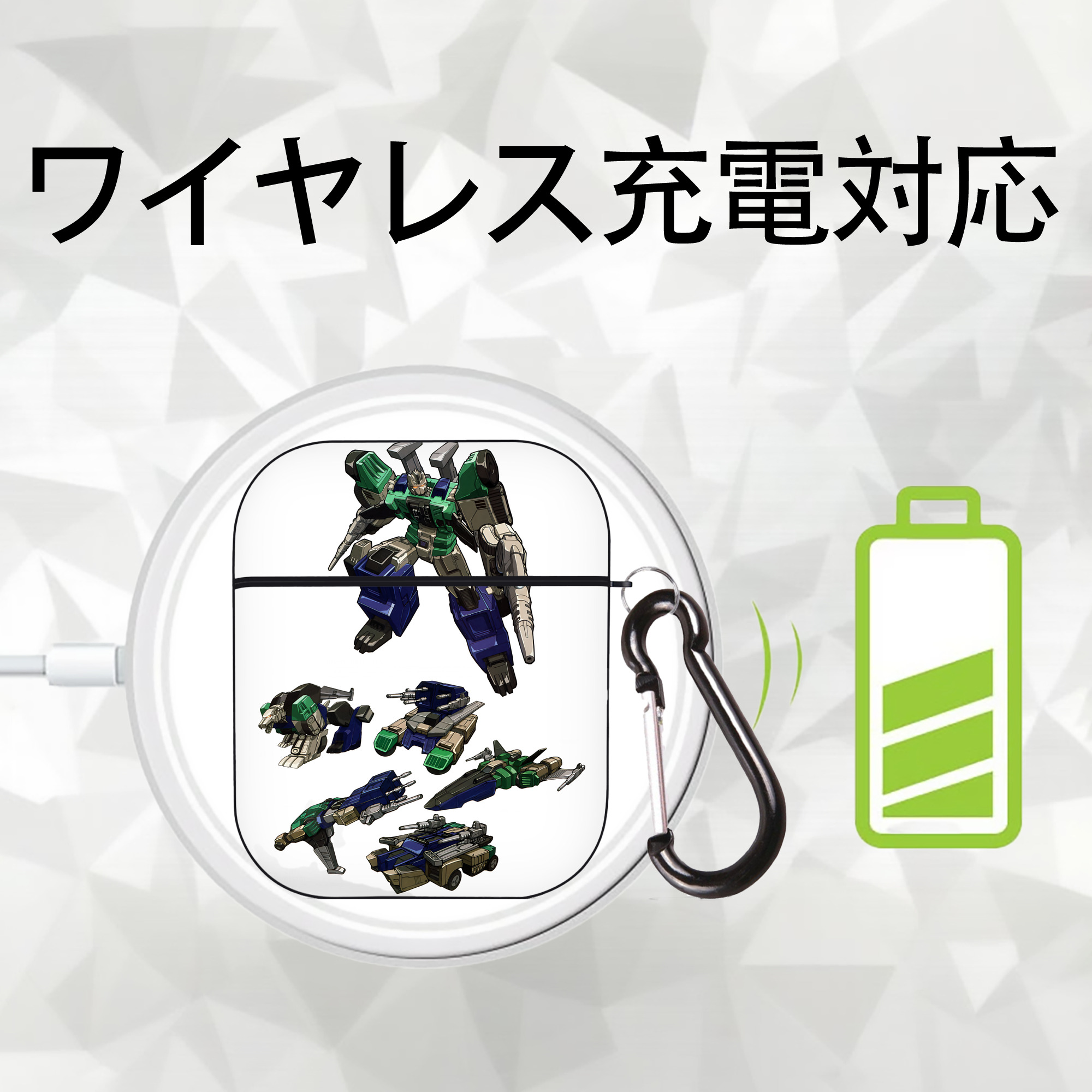 Transformers トランスフォーマー AirPods 第2世代保護ケース ハードシェル ブラック 耐衝撃・防指紋・カラビナ付き