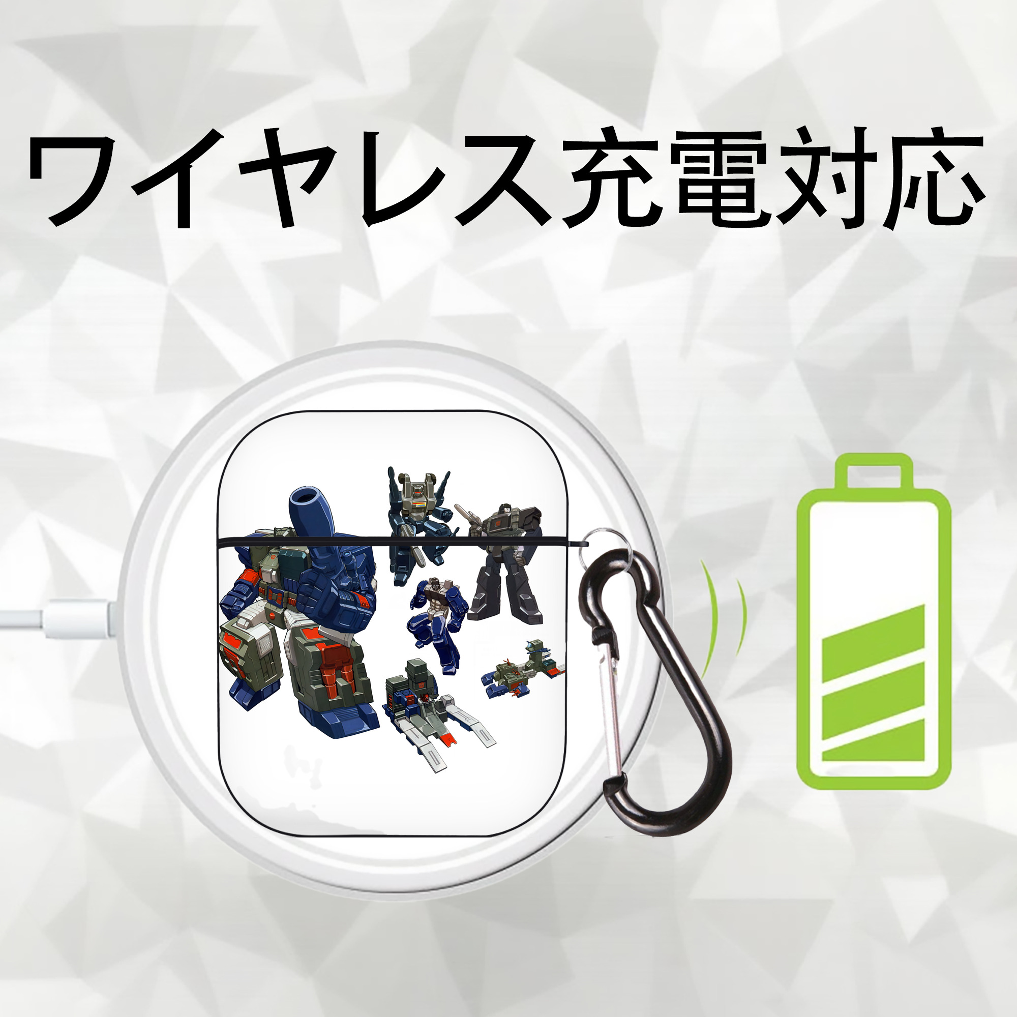 Transformers トランスフォーマー AirPods 第2世代保護ケース ハードシェル ブラック 耐衝撃・防指紋・カラビナ付き