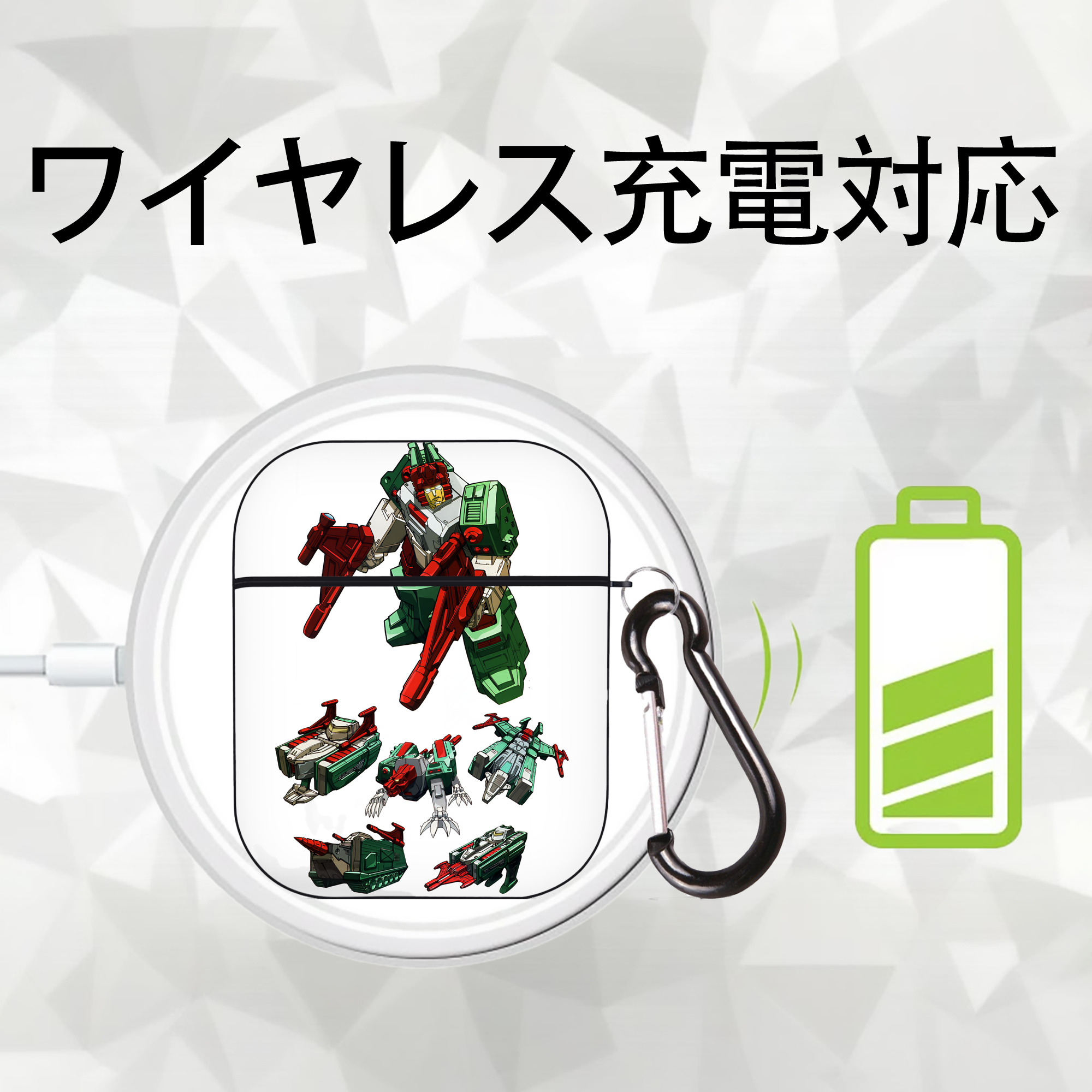 Transformers トランスフォーマー AirPods 第2世代保護ケース ハードシェル ブラック 耐衝撃・防指紋・カラビナ付き